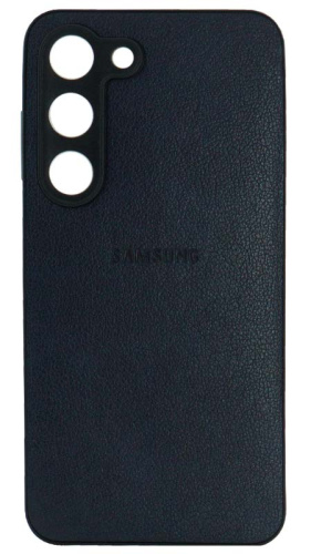 Силиконовый чехол для Samsung Galaxy S23 кожа с лого синий