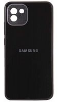 Силиконовый чехол для Samsung Galaxy A03/A035 стеклянный с защитой камеры черный