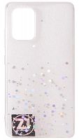 Силиконовый чехол для Samsung Galaxy A32/A325 с блестками и звездами белый