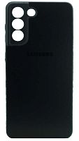 Силиконовый чехол для Samsung Galaxy S21 матовое стекло с лого черный