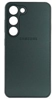 Силиконовый чехол для Samsung Galaxy S23 матовое стекло с лого серый