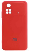 Силиконовый чехол для Xiaomi Poco M4 Pro Soft с лого красный