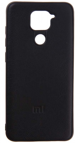 Силиконовый чехол для Xiaomi Redmi Note 9 эко кожа черный