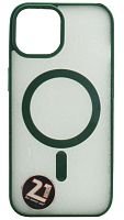 Силиконовый чехол для Apple iPhone 15 MagSafe с окантовкой зеленый