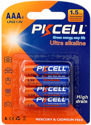 Батарейка PKCELL LR03-4B тип - AAА 4 шт в блистере