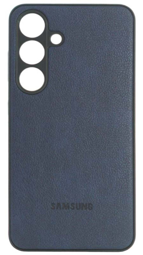 Силиконовый чехол для Samsung Galaxy S24 кожа с лого синий