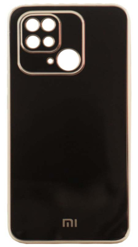 Силиконовый чехол для Xiaomi Redmi 10C глянцевый с окантовкой черный