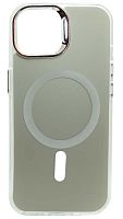 Силиконовый чехол MagSafe для Apple iPhone 15 magnetic серебро