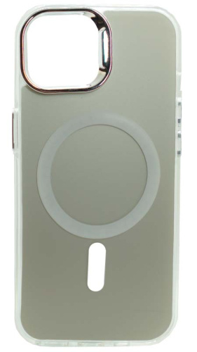 Силиконовый чехол MagSafe для Apple iPhone 15 magnetic серебро