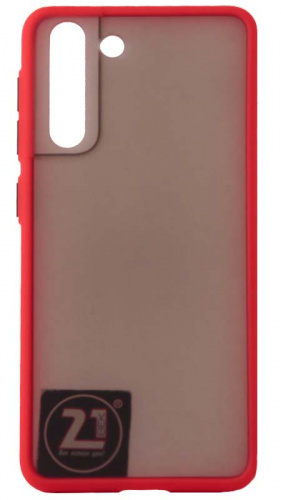 Силиконовый чехол для Samsung Galaxy S21 хром красный