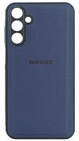 Силиконовый чехол для Samsung Galaxy A15/A155 с защитой камеры кожа с лого синий