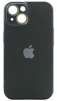 Силиконовый чехол для Apple iPhone 15 с закрытой камерой черный