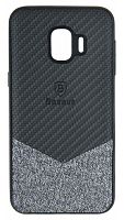 Силиконовый чехол для Samsung Galaxy J260/J2 Core карбон и кожа черный