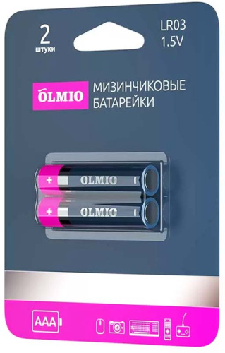 Батарейка Olmio AAA LR03 2шт в блистере