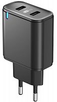 СЗУ USBx2, 2.4A, Smart IC, черное, OLMIO 43369