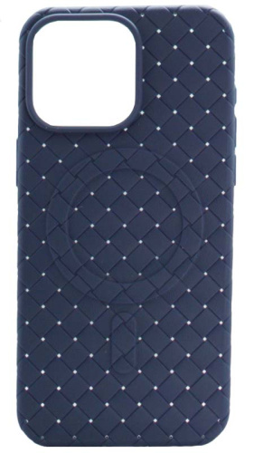 Силиконовый чехол для Apple iPhone 15 Pro Max Magsafe Плетение синий