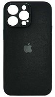 Силиконовый чехол для Apple iPhone 15 Pro Max кожа с лого черный