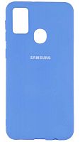 Силиконовый чехол для Samsung Galaxy M21/M215 с лого светло-синий