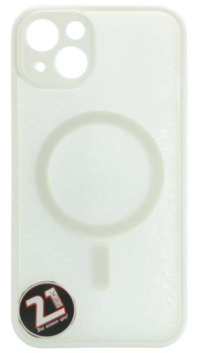 Силиконовый чехол для Apple iPhone 13 MagSafe с окантовкой и защитой камеры белый