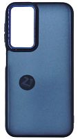 Силиконовый чехол для Samsung Galaxy A24/A245 хром с глянцевой камерой синий