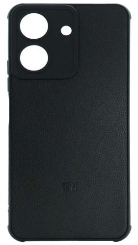 Силиконовый чехол для Xiaomi Redmi 13C кожа с лого черный