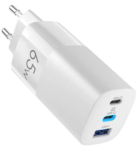 СЗУ 65W 2Type-C 1 USB PowerDelivery QuickCharge GAN OLMIO белый