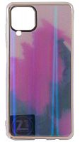 Силиконовый чехол для Samsung Galaxy A12/A125 с золотой окантовкой прозрачно-фиолетовый