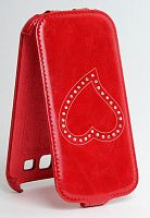 Сумка футляр-книга Armor Case для Samsung GT-I9300 Galaxy S III (Lux красный с сердцем из страз)