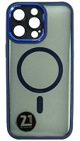 Силиконовый чехол для Apple iPhone 15 Pro Max Magsafe глянцевый синий