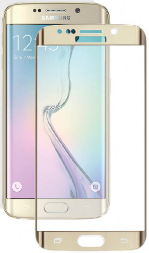 Противоударное стекло для Samsung Galaxy S6/S7/G920/G930 с полной проклейкой золотой