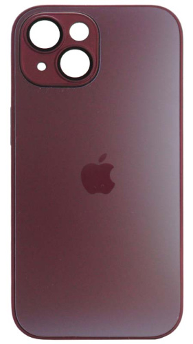 Силиконовый чехол для Apple iPhone 15 матовое стекло с линзами бордовый