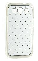 Задняя панель для Samsung i9300 Galaxy S3 СТРАЗЫ металл (белая) пл. коробка