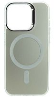 Силиконовый чехол MagSafe для Apple iPhone 15 Pro magnetic серебро