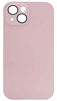 Силиконовый чехол для Apple iPhone 15 матовое стекло с линзами розовый