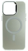 Силиконовый чехол MagSafe для Apple iPhone 15 Pro Max magnetic серебро