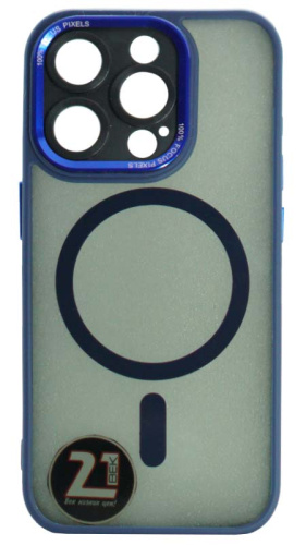 Силиконовый чехол для Apple iPhone 15 Pro Magsafe глянцевый синий