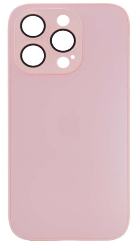 Силиконовый чехол для Apple iPhone 14 Pro матовое стекло с линзами розовый