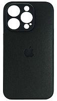 Силиконовый чехол для Apple iPhone 15 Pro кожа с лого черный