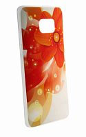 Силиконовый чехол Beckberg для SAMSUNG Galaxy S6 Edge Plus со стразами бело-оранжевый, с цветком