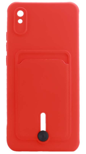 Силиконовый чехол для Xiaomi Redmi 9A с кардхолдером красный вид 2