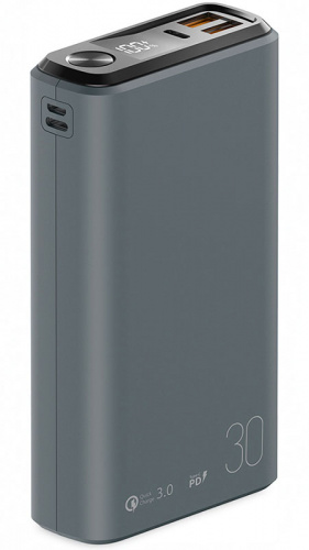 Внешний аккумулятор QS-30, 30000mAh, 20W QuickCharge3.0/PowerDelivery LCD OLMIO темно-зеленый