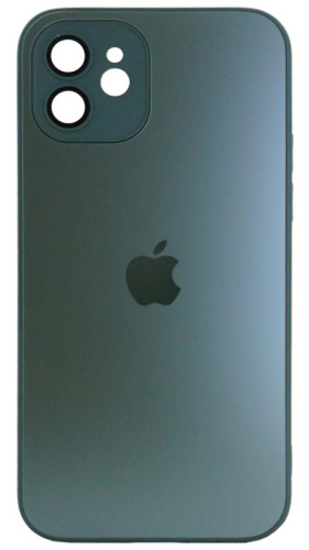 Силиконовый чехол для Apple iPhone 12 матовое стекло с линзами зеленый
