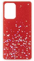 Силиконовый чехол для Samsung Galaxy A52/A525 с блестками и звездами красный