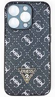 Силиконовый чехол для Apple iPhone 15 Pro Guess кожа черный