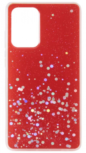 Силиконовый чехол для Samsung Galaxy A52/A525 с блестками и звездами красный