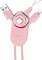 Кабель USB - Apple 8 pin HOCO U21 0,77м 2.1A в виде брелка розовый