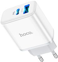 СЗУ 1 USB HOCO C105A Stage dual port PD20W+QC3.0 charger белый