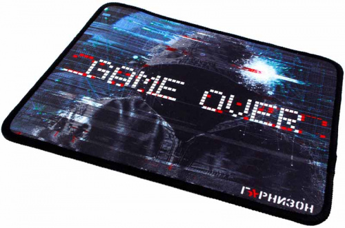 Коврик для мыши Гарнизон GMP-140, рисунок- "gameover", размеры 250*200*3мм, ткань+резина, оверлок
