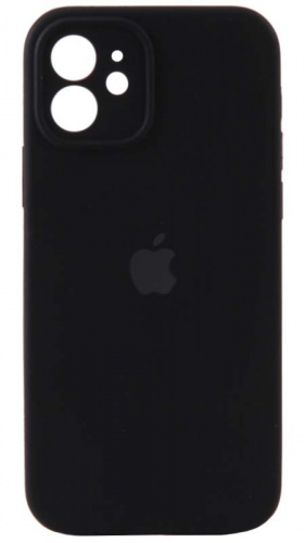 Силиконовый чехол Soft Touch для Apple iPhone 12 с защитой камеры лого черный