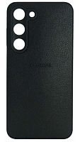 Силиконовый чехол для Samsung Galaxy S23 кожа с лого черный
